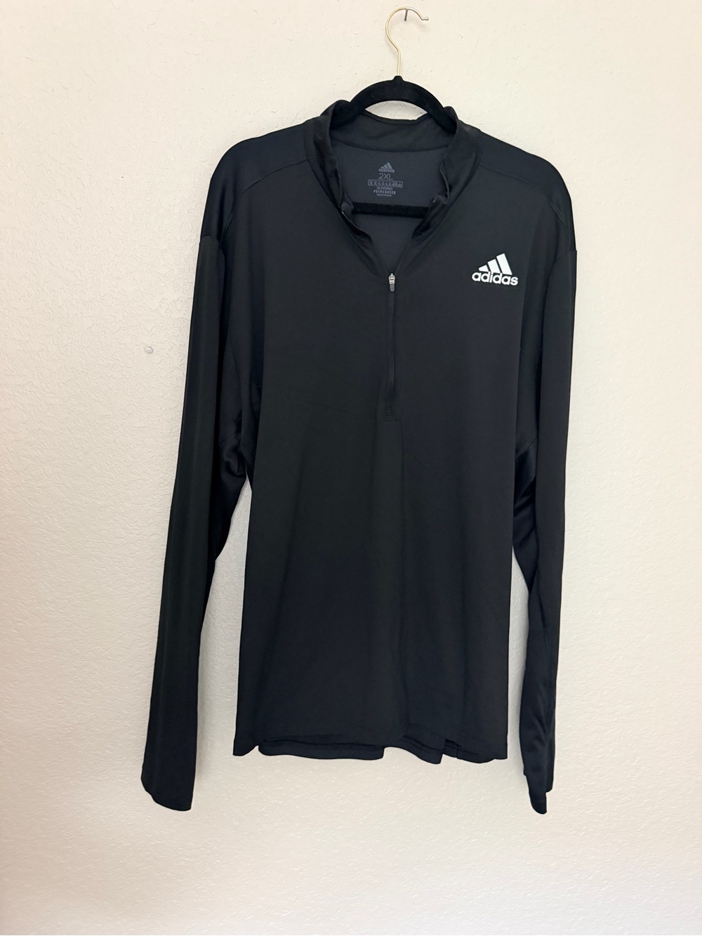 Mens Adidas Quarter zip running top XXL Black